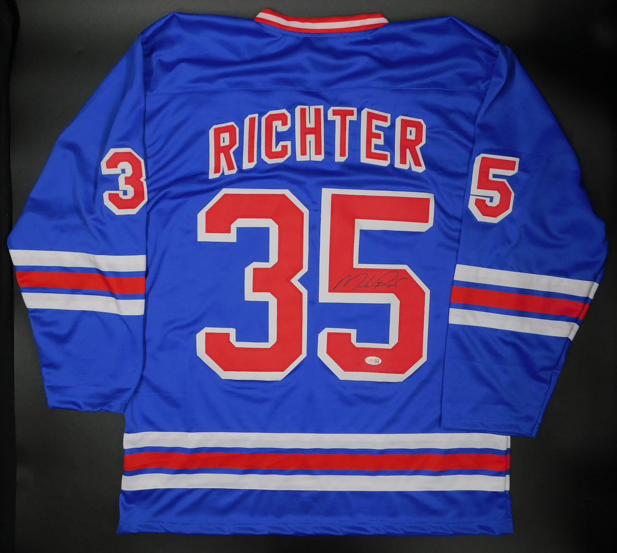 Mike Richter Signed Autographed New York Rangers Blue Hockey Jersey JSA COA