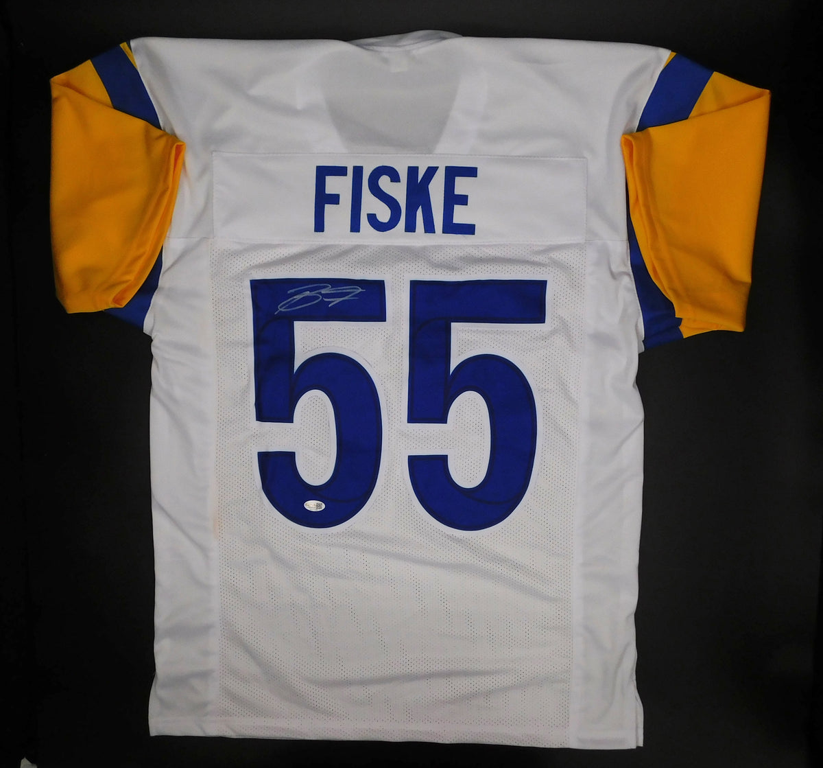 Braden Fiske Signed Autographed Los Angeles Rams White Football Jersey JSA COA