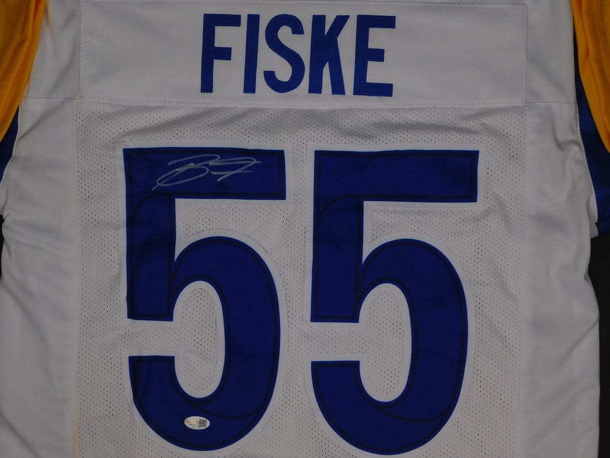 Braden Fiske Signed Autographed Los Angeles Rams White Football Jersey JSA COA