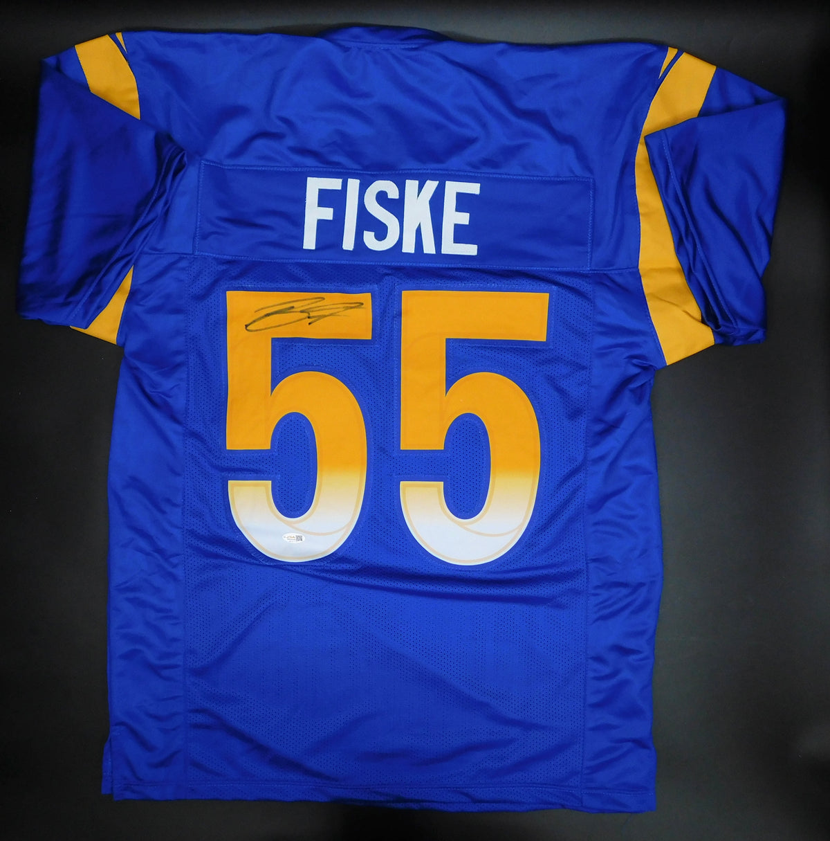 Braden Fiske Signed Autographed Los Angeles Rams Blue Football Jersey JSA COA