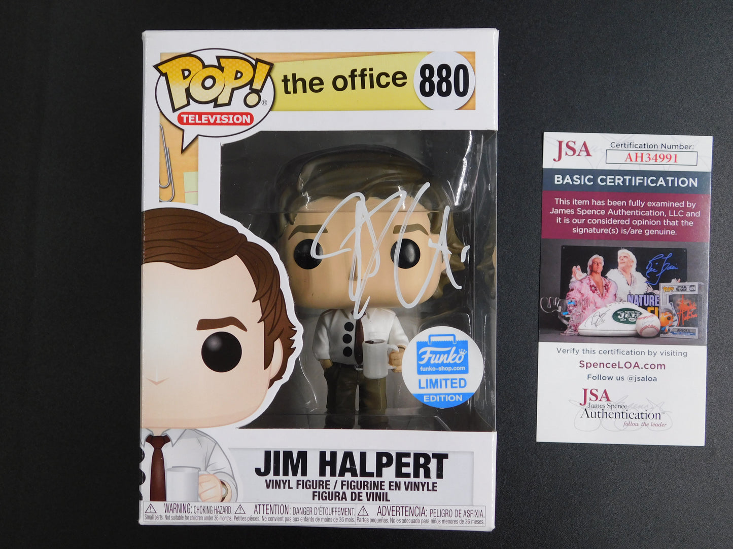 John Krasinski Signed Autographed Funko Pop 880 Jim Halpert The Office JSA COA