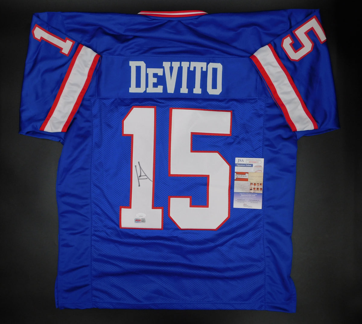 Tommy Cutlets Devito Signed Autographed New York Giants Throwback Football Jersey JSA COA