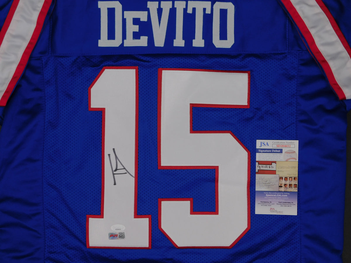 Tommy Cutlets Devito Signed Autographed New York Giants Throwback Football Jersey JSA COA