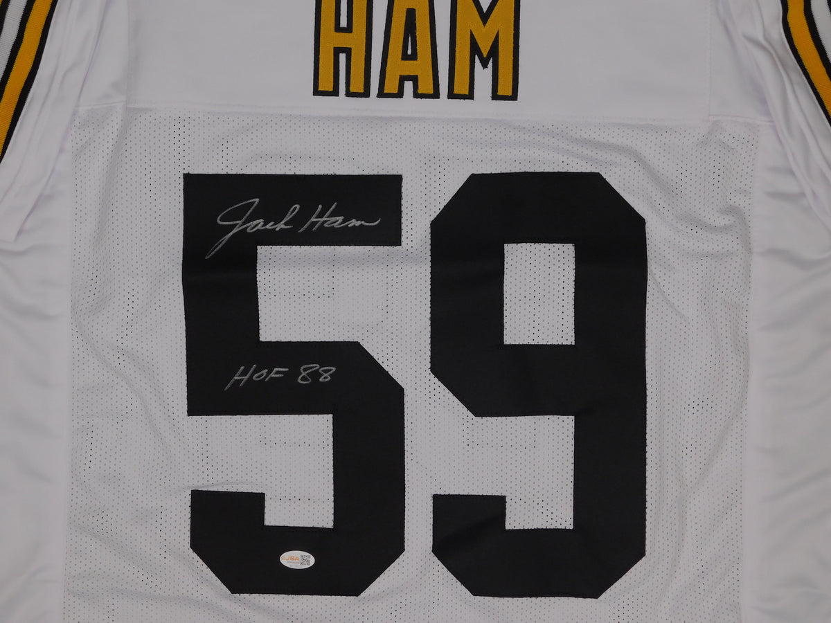 Jack Ham Signed Autographed Inscribed HOF Pittsburgh Steelers White Football Jersey JSA COA