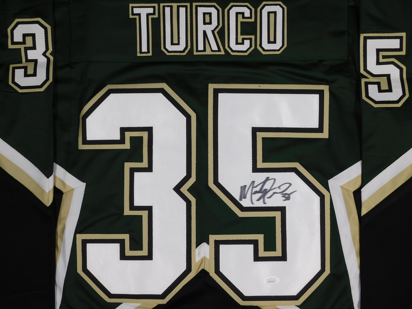 Marty Turco Signed Autographed Dallas Stars Green Hockey Jersey NHL JSA COA