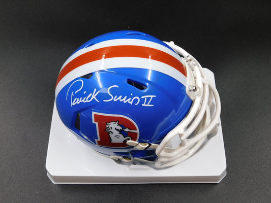 Patrick Pat Surtain II Signed Autographed Denver Broncos Throwback Speed Mini Helmet BAS COA