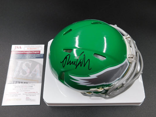 Nolan Smith Signed Autographed Philadelphia Eagles Kelly Green Speed Mini Helmet JSA COA