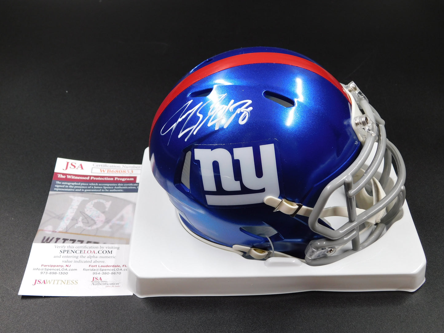 Jeremy Shockey Signed Autographed New York Giants Speed Mini Helmet JSA COA