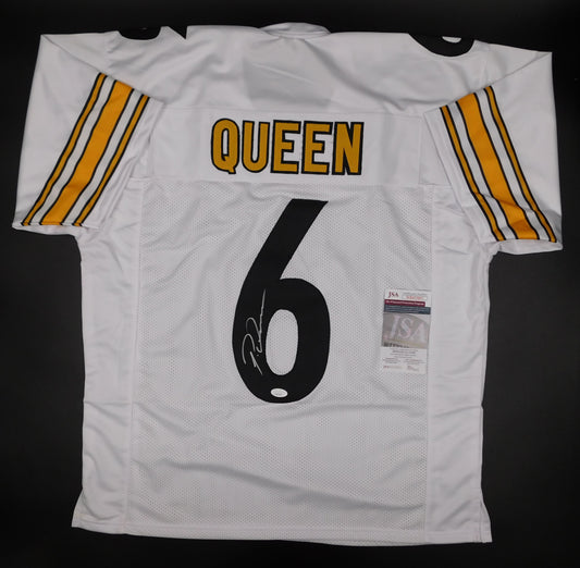 Patrick Pat Queen Signed Autographed Pittsburgh Steelers White Jersey JSA COA