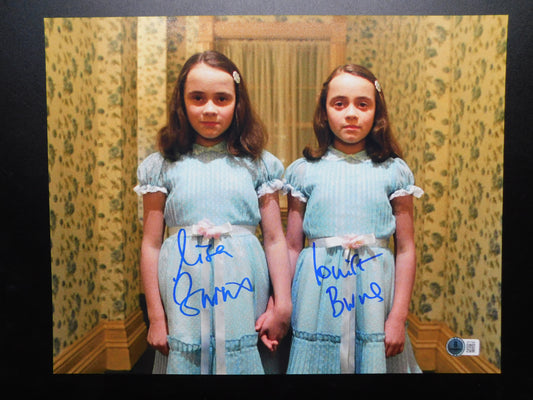 Lisa & Louise Burns Dual Signed Auto 11x14 Photo The Shining Grady Twins BAS COA