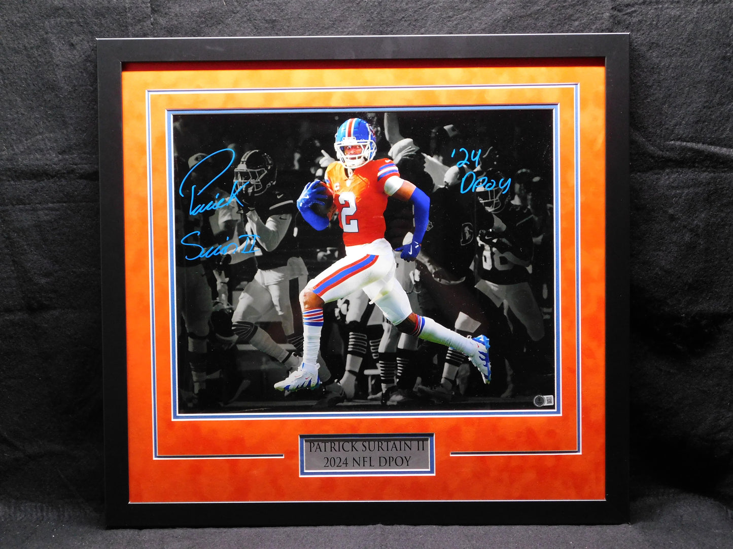 Patrick Surtain II PSII Signed Inscribed Framed 16x20 Photo Denver Broncos 2024 DPOY BAS COA