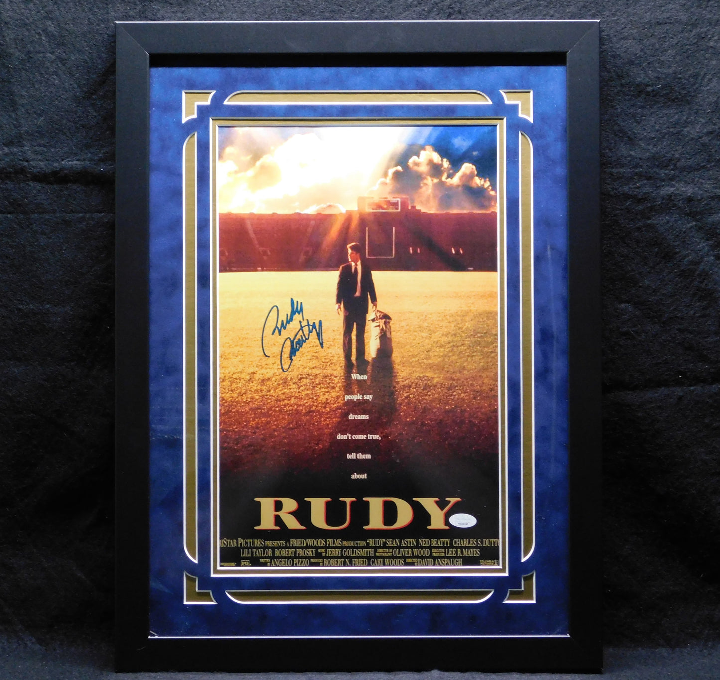 Rudy Ruettiger Signed Autographed Framed Movie Poster Notre Dame Fighting Irish JSA COA