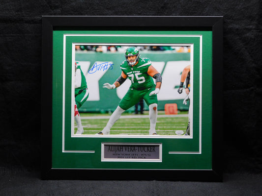 Alijah Vera-Tucker AVT Signed Autographed Framed 11x14 Photo New York Jets JSA COA A