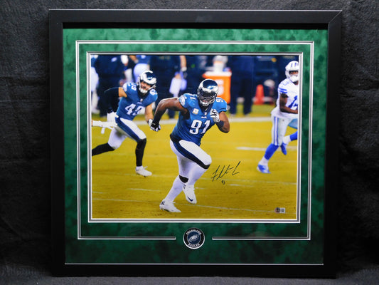 Fletcher Cox Signed Autographed Framed 16x20 Photo Philadelphia Eagles Super Bowl BAS COA A