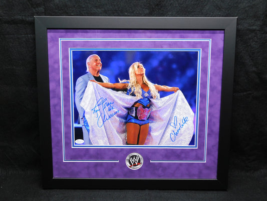 Ric & Charlotte Flair Dual Signed Autographed Framed 11x14 Photo Nature WWE WWF JSA COA