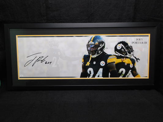 Joey Porter Jr Signed Autographed Framed Panoramic Photo Pittsburgh Steelers JSA COA