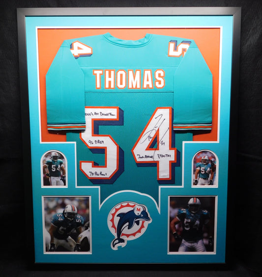 Zach Thomas Signed Autographed Framed Miami Dolphins Stat Jersey Inscribed HOF JSA COA
