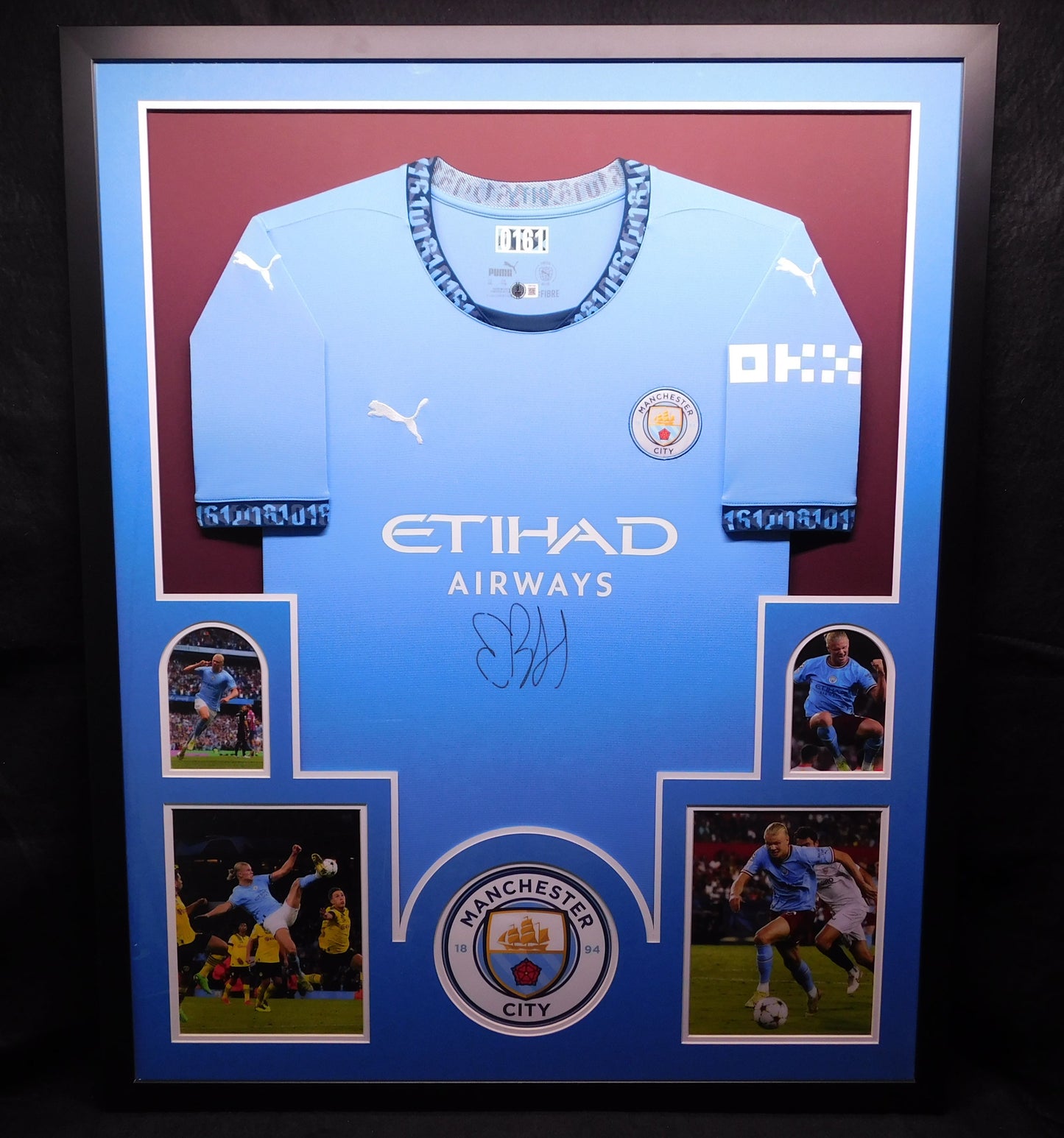 Erling Haaland Signed Autographed Framed Manchester City Jersey Beckett BAS COA