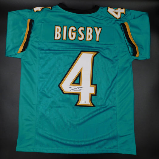 Tank Bigsby Signed Autographed Jacksonville Jaguars Teal Throwback Football Jersey JSA COA
