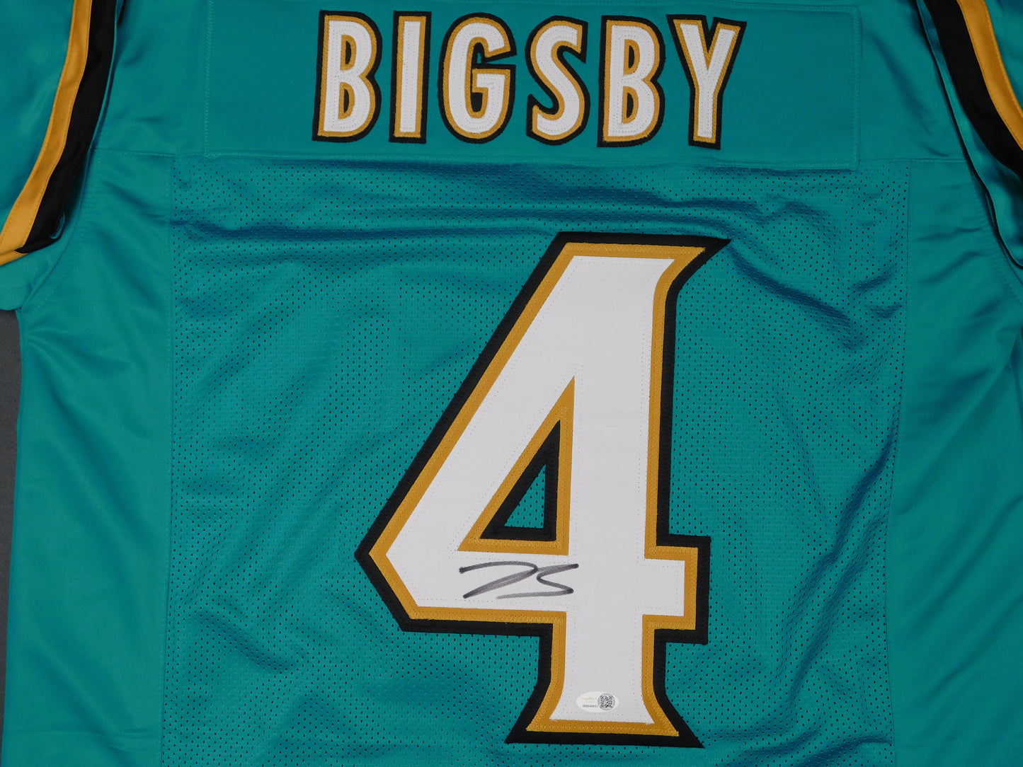 Tank Bigsby Signed Autographed Jacksonville Jaguars Teal Throwback Football Jersey JSA COA