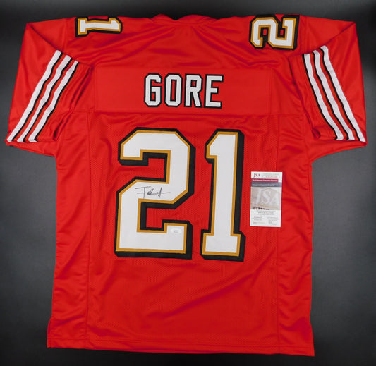 Frank Gore Signed Autographed San Francisco 49ers Throwback Red Football Jersey JSA COA