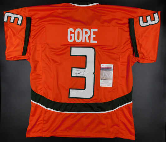 Frank Gore Signed Autographed Miami Hurricanes Orange Football Jersey 49ers JSA COA