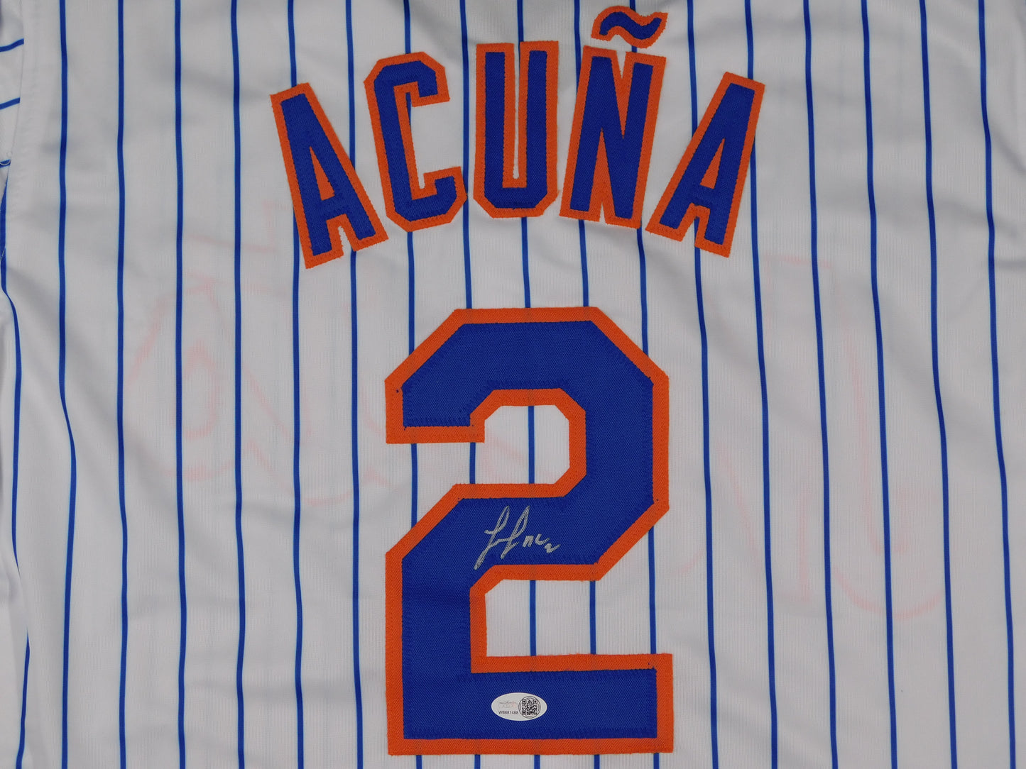 Luisangel Acuña Signed Autographed New York Mets Pinstripe Baseball Jersey JSA COA