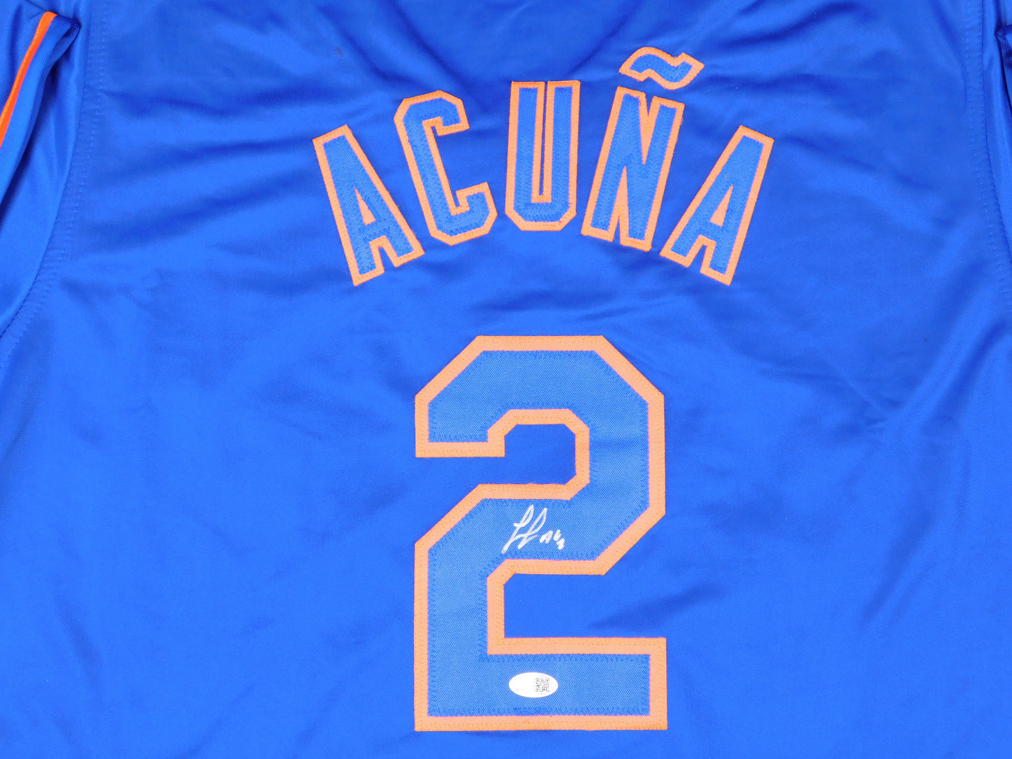 Luisangel Acuña Signed Autographed New York Mets Blue Baseball Jersey JSA COA
