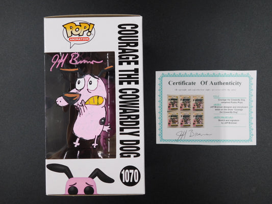 Jeff Brennan Remark Artwork Sketch Signed Funko Pop 1070 Courage The Cowardly Dog