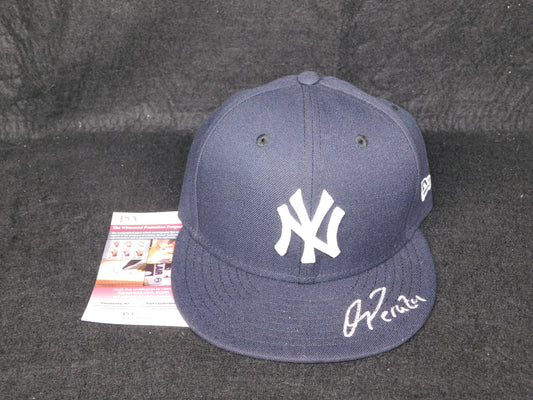 Oswald Peraza Signed Autographed New York Yankees Blue NY Hat Cap JSA COA A