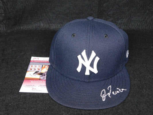 Oswald Peraza Signed Autographed New York Yankees Blue NY Hat Cap JSA COA B