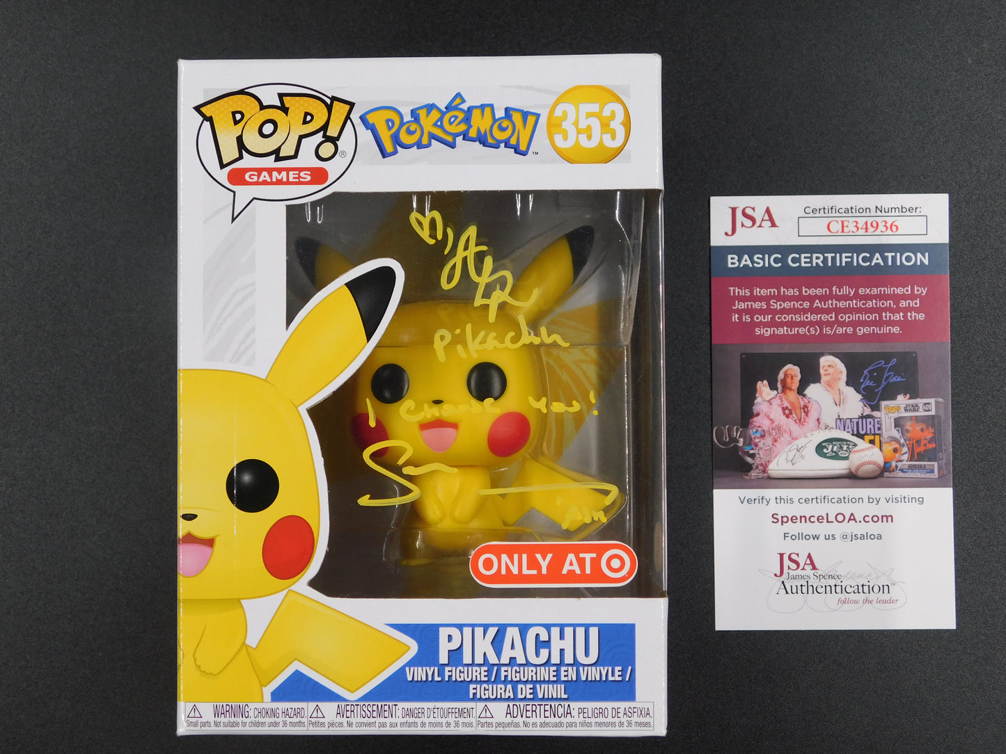 Sarah Natochenny & Alyson Rosenfeld Dual Signed Autographed Funko Pop 353 Ash & Pikachu Pokemon JSA COA
