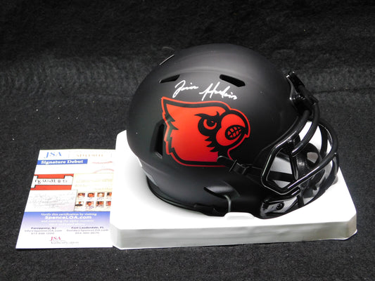 Javian Hawkins Signed Louisville Cardinals Eclipse Speed Mini Helmet JSA COA