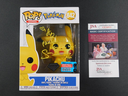 Sarah Natochenny & Alyson Rosenfeld Dual Signed Autographed Funko Pop 842 Diamond Pikachu & Ash Pokemon JSA COA
