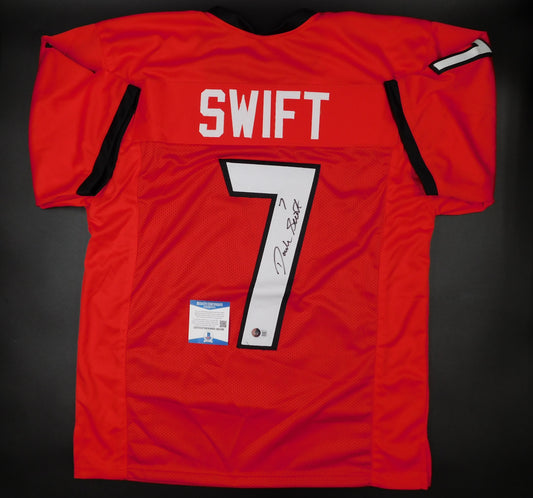 D'Andre Swift Signed Autographed Georgia Bulldogs Red Football Jersey BAS COA