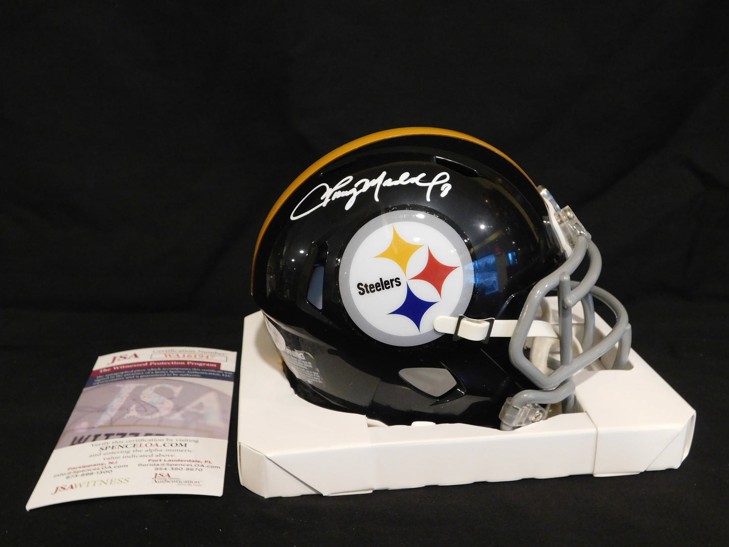 Tommy Maddox Signed Autographed Pittsburgh Steelers Speed Mini Helmet XFL JSA COA