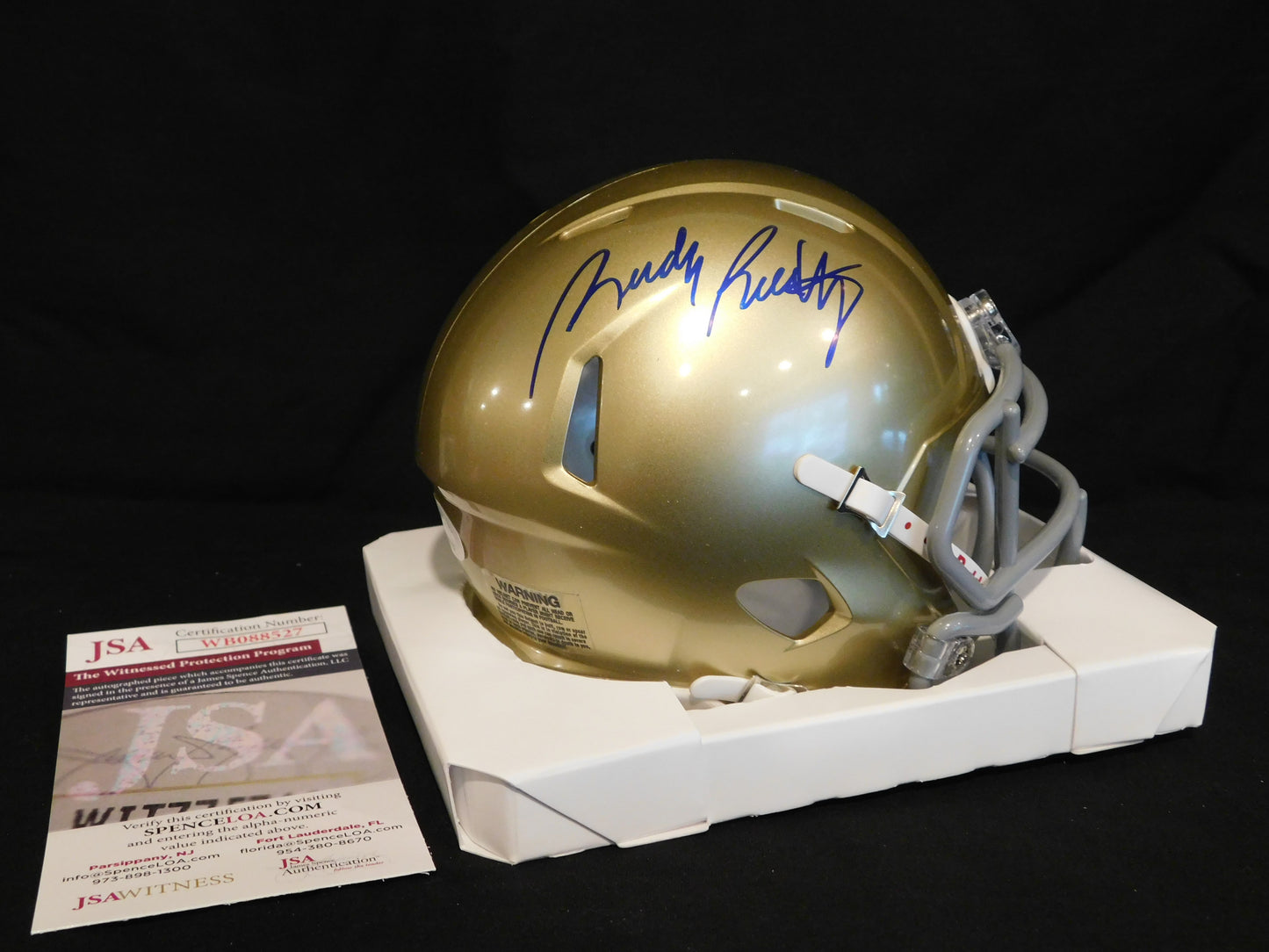 Rudy Ruettiger Signed Autographed Notre Dame Fighting Irish Speed Mini Helmet JSA COA