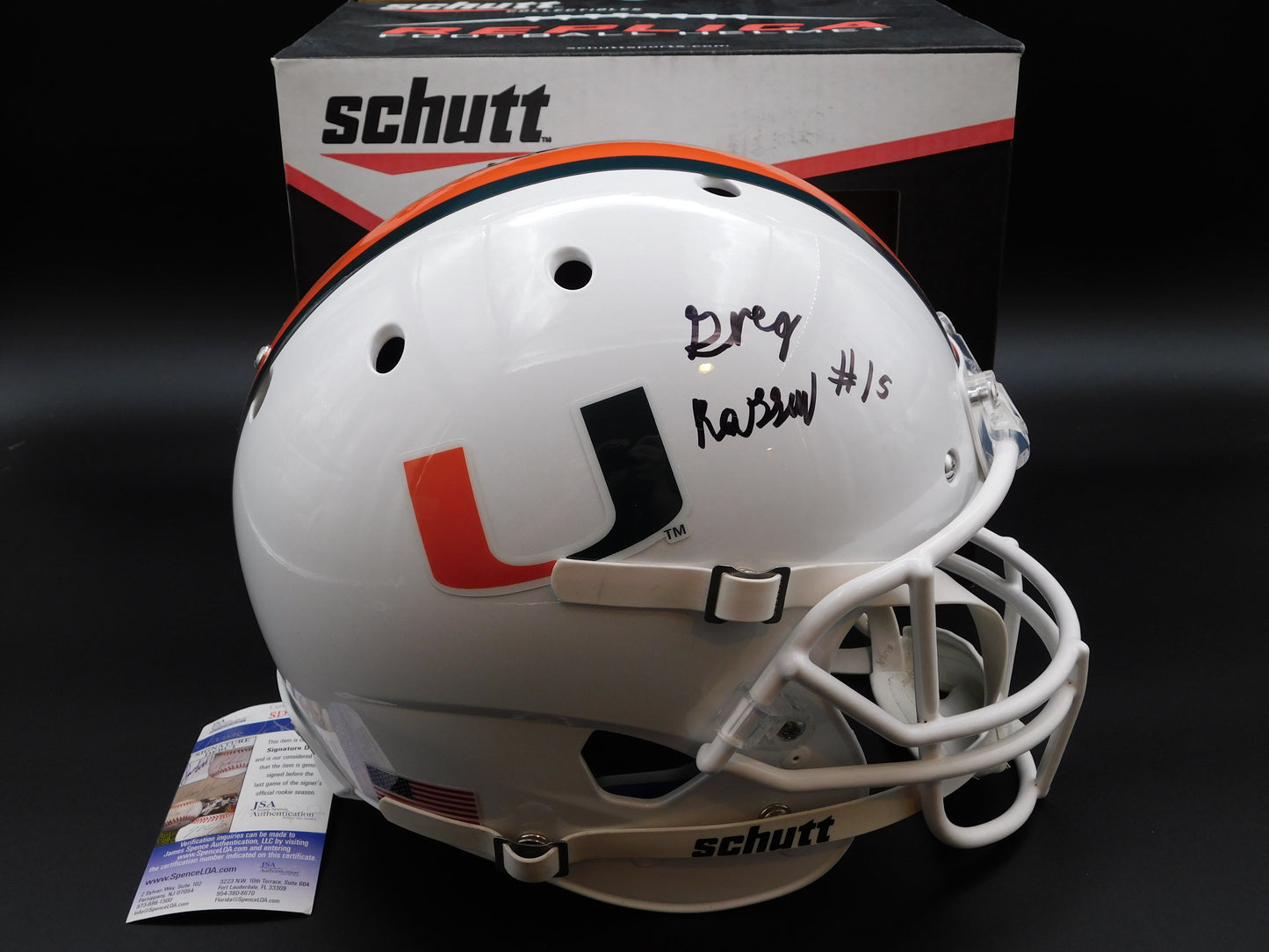 Gregory Greg Rousseau Signed / Autographed Full Size Miami Hurricanes Schutt Helmet JSA COA