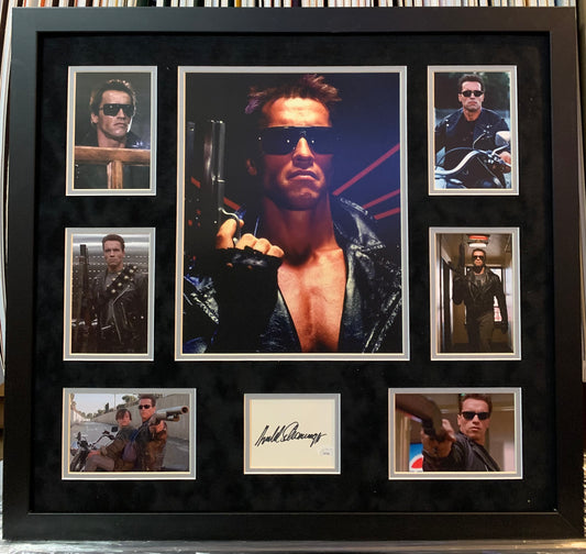 Arnold Schwarzenegger Signed Autographed Framed Cut Display The Terminator JSA LOA