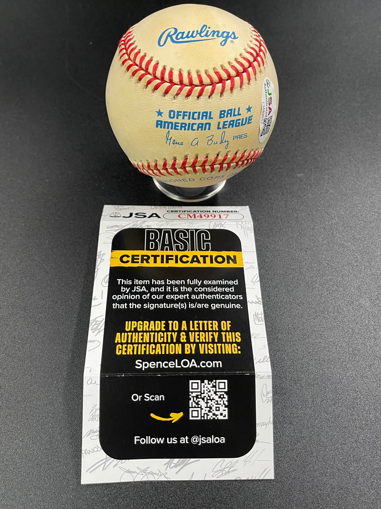 Phil Rizzuto Signed/Autographed Official AL Gene Budig Baseball Inscribed JSA (A