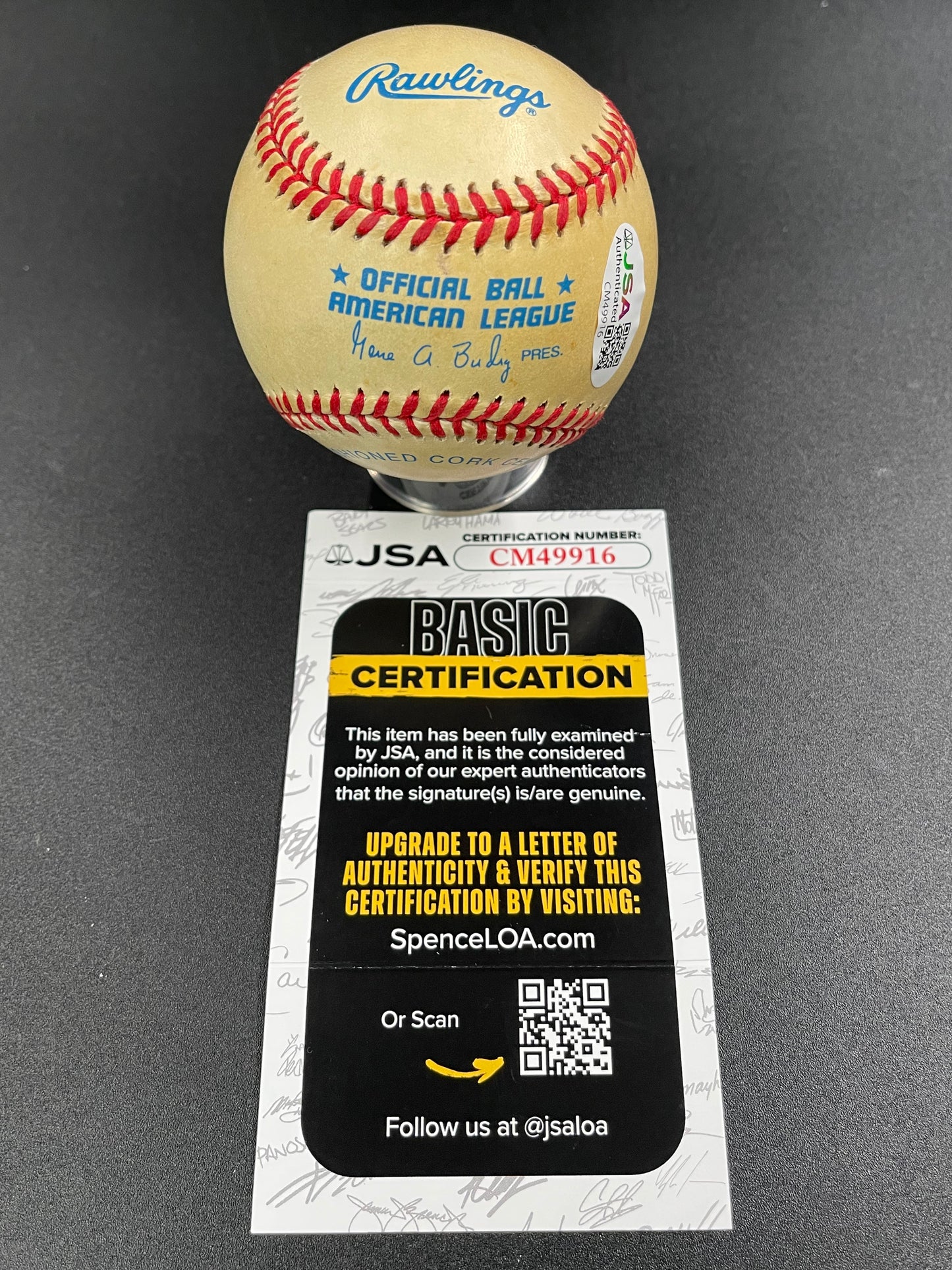 Phil Rizzuto Signed/Autographed Official AL Gene Budig Baseball Inscribed JSA (B
