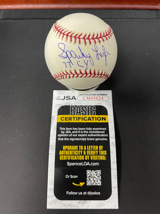 Sparky Lyle Signed Autographed Rawlings OMLB Baseball JSA Inscribed Yankees