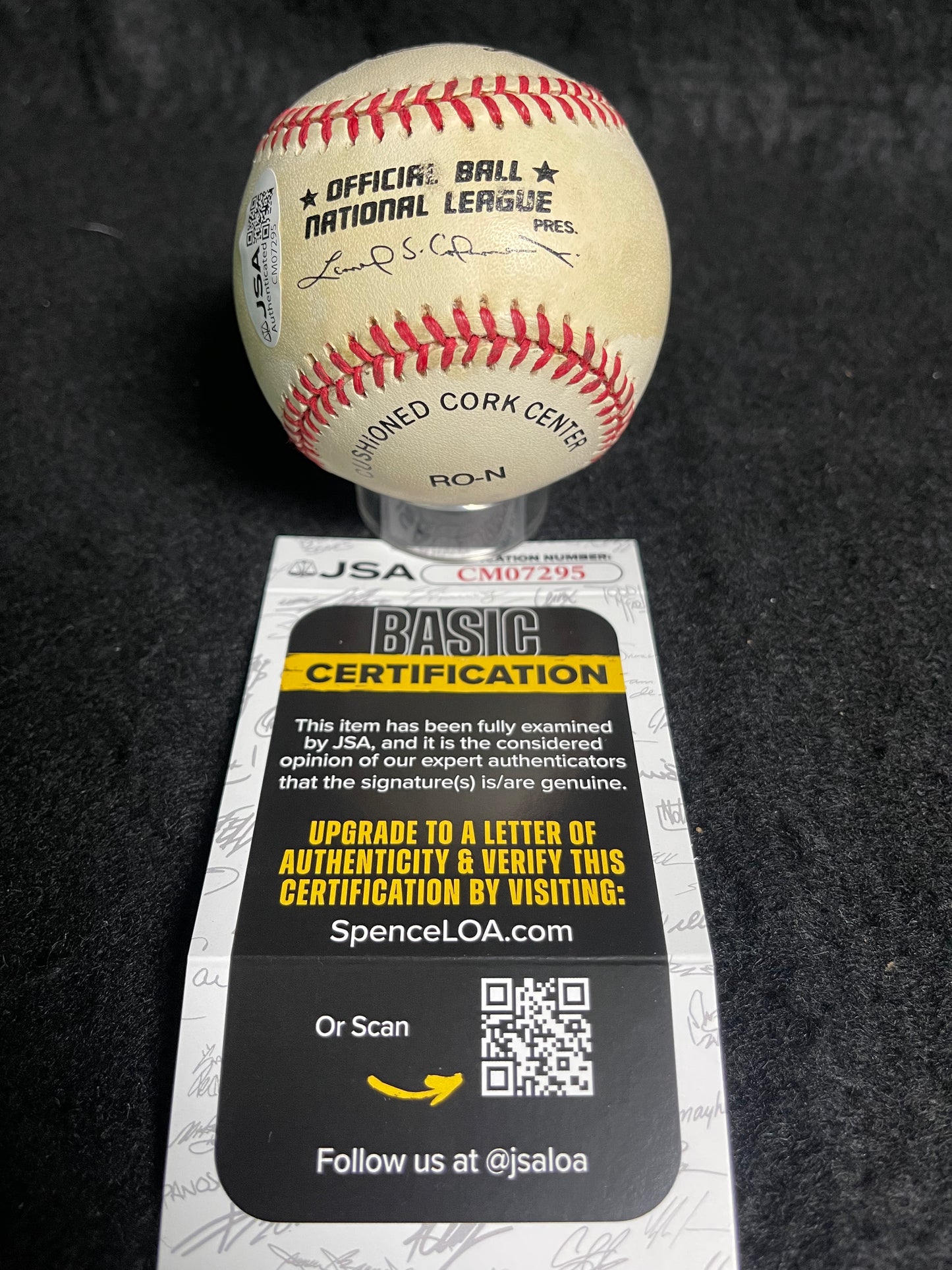 Barry Bonds Signed Autographed Rawlings ONL Leonard Coleman Baseball JSA COA