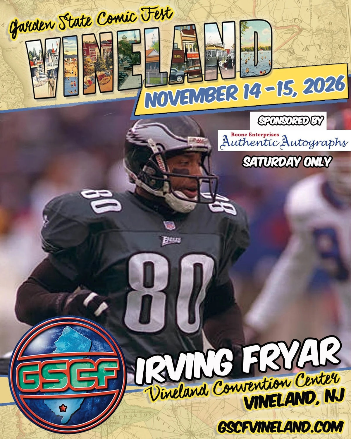 Irving Fryar Autograph Signing Send-In for Garden State Comic Fest! Deadline 11/9/26