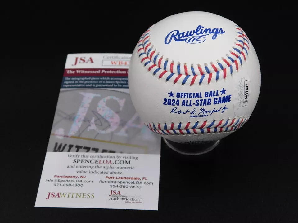 Steven Kwan Signed Autographed 2024 All Star Game Logo Baseball 1st ASG Cleveland Guardians JSA COA