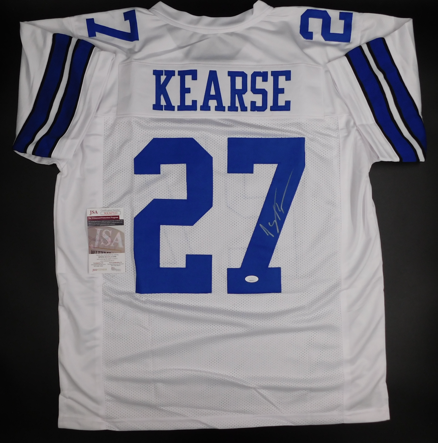 Jayron Kearse Signed Autographed Dallas Cowboys White Football Jersey JSA COA