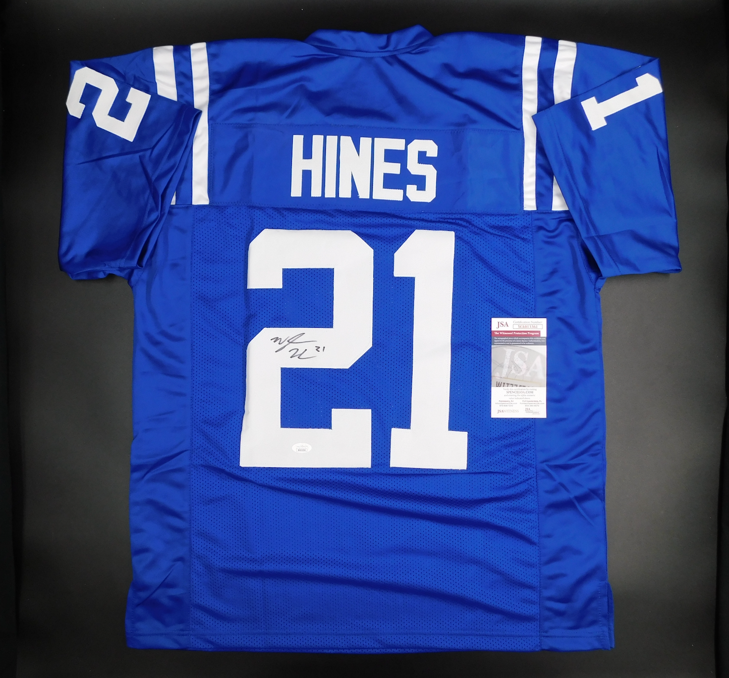 Nyheim Hines Signed Autographed Indianapolis Colts Blue Football Jersey JSA COA