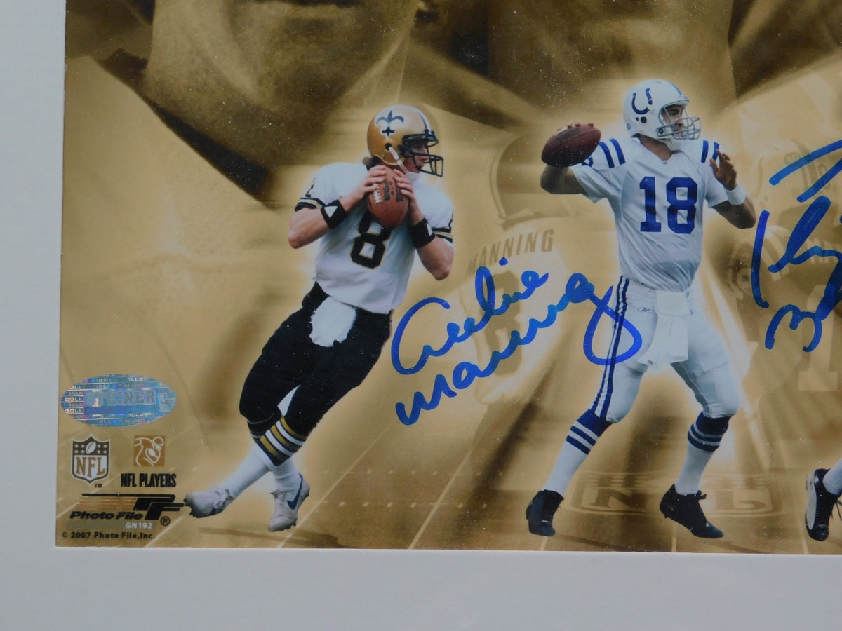 Peyton Manning, Arch, and Eli Signed Framed 8x10 Photo JSA Colt Giants Saints