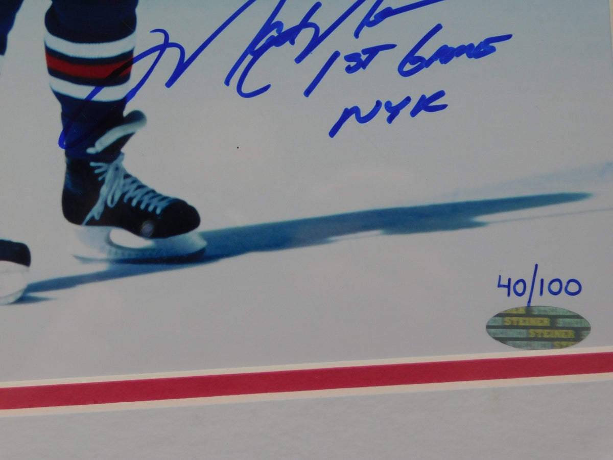 Mark Messier Signed Framed 8x10 Photo Inscribed "1st Game" Steiner COA Rangers