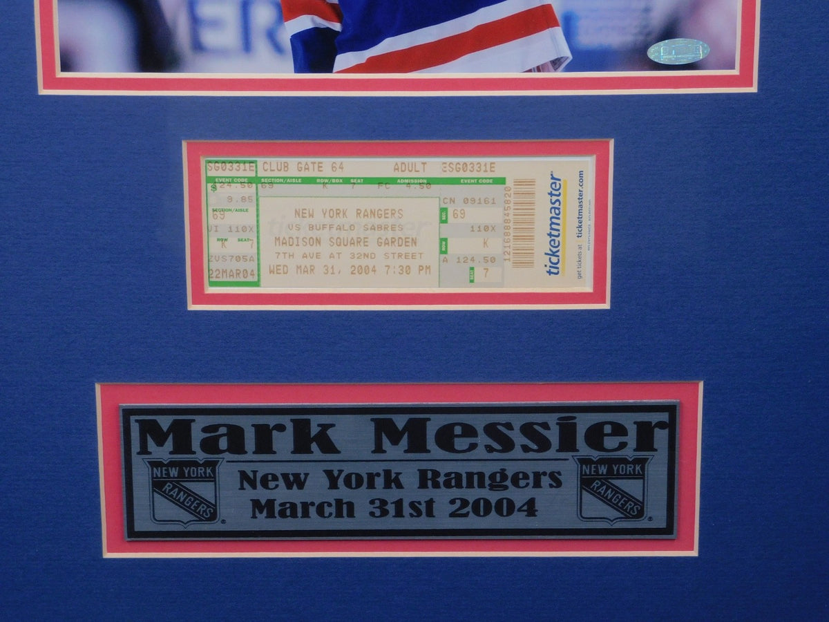 Mark Messier Signed Inscribed Final Game Ticket Framed 8x10 Photo Steiner COA